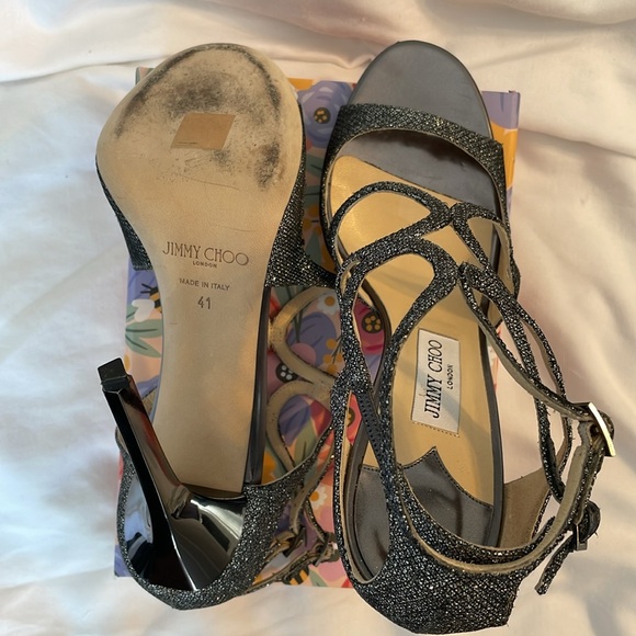 Authentic Jimmy Choo heel sandals. Dark gray  glittery silver size 41 - Picture 8 of 8
